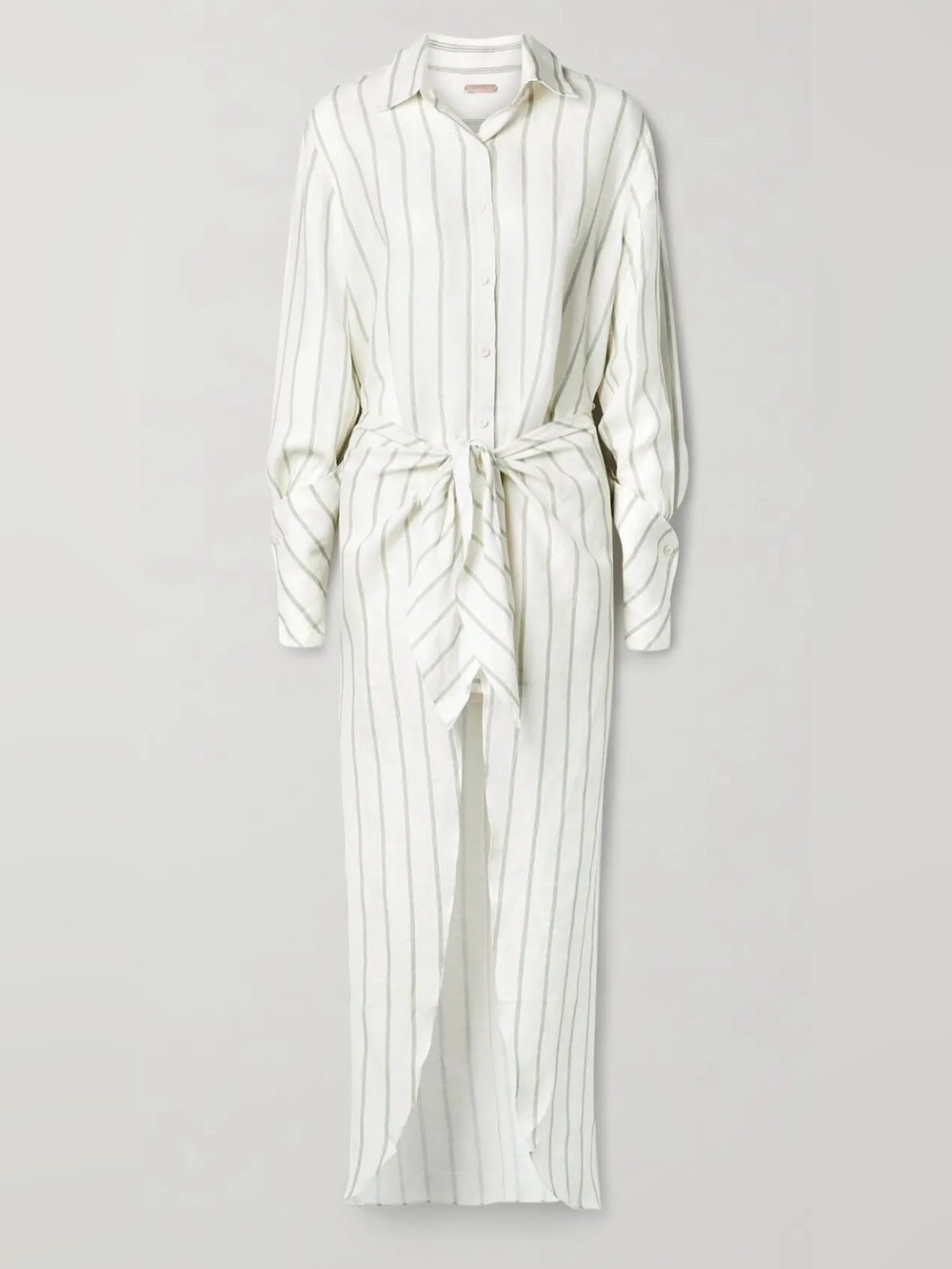 JOHANNA ORTIZ Net Sustain Perfume Del Mar Layered Striped Linen Shirt Dress Sz 8